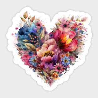 Colorful Floral Heart Sticker